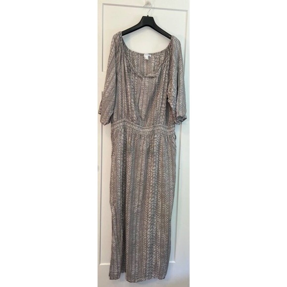 Lascana Venus Womens Dress‎ Gray Front Tie Maxi Scoop Neck 3/4 Sleeve Boho XL - Picture 1 of 11